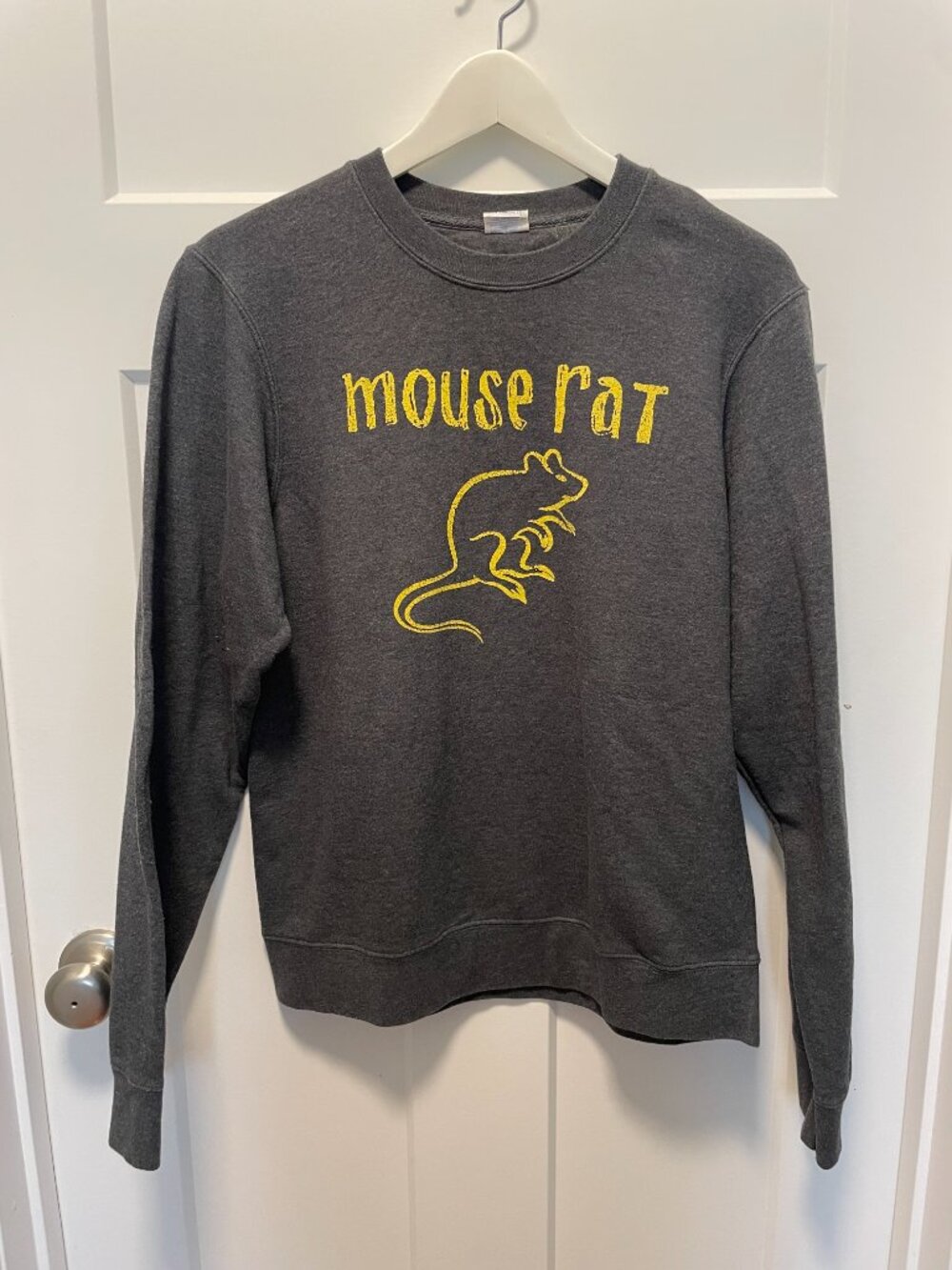 Parks and Rec Mouse Rat Graphic Sweatshirt Charcoal Gray Treat Yo Self Size S